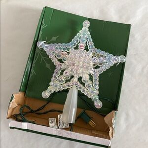 Holiday Time LED tree topper multicolored lights white clear beaded star New